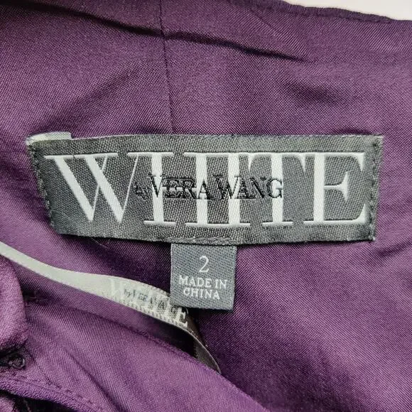 White by Vera Wang Plum Purple Halter Neck Bow Maxi Bridesmaid Prom Dress 2 - Picture 9 of 15